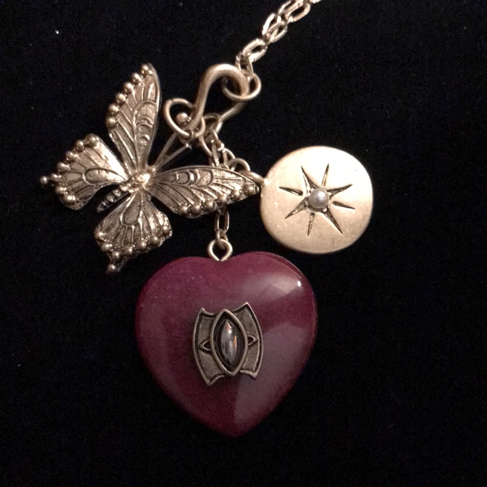 NWT WHBM pendant necklace 3 pieces heart Star Butterfly gold chain semi precious